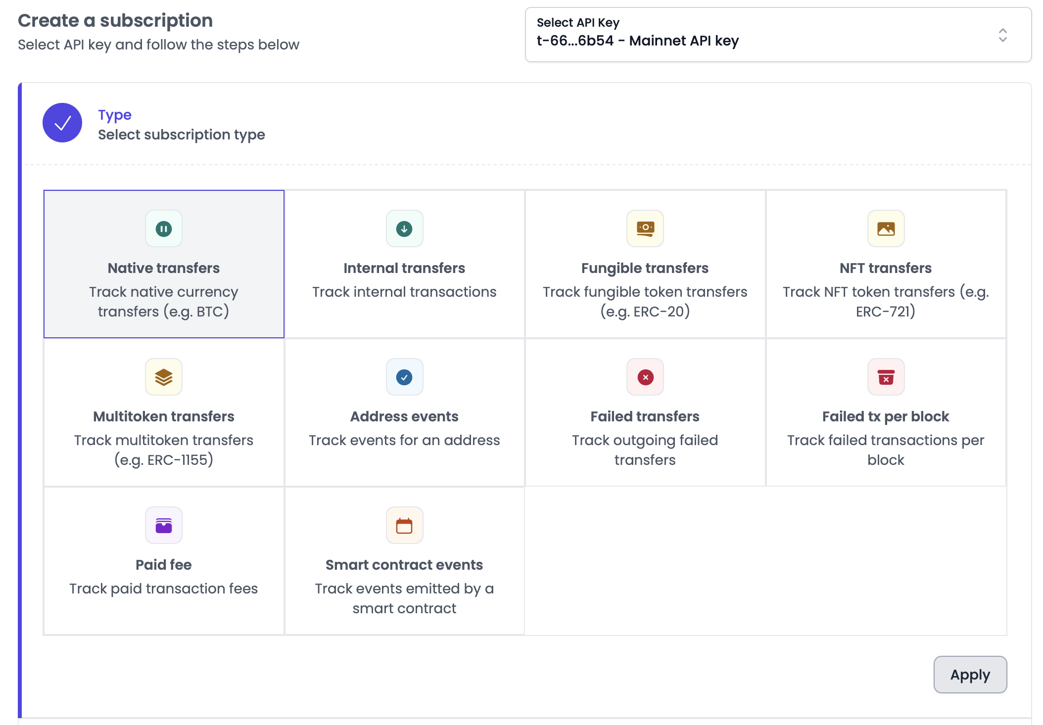 Setting up notifications on Tatum dashboard - step 1