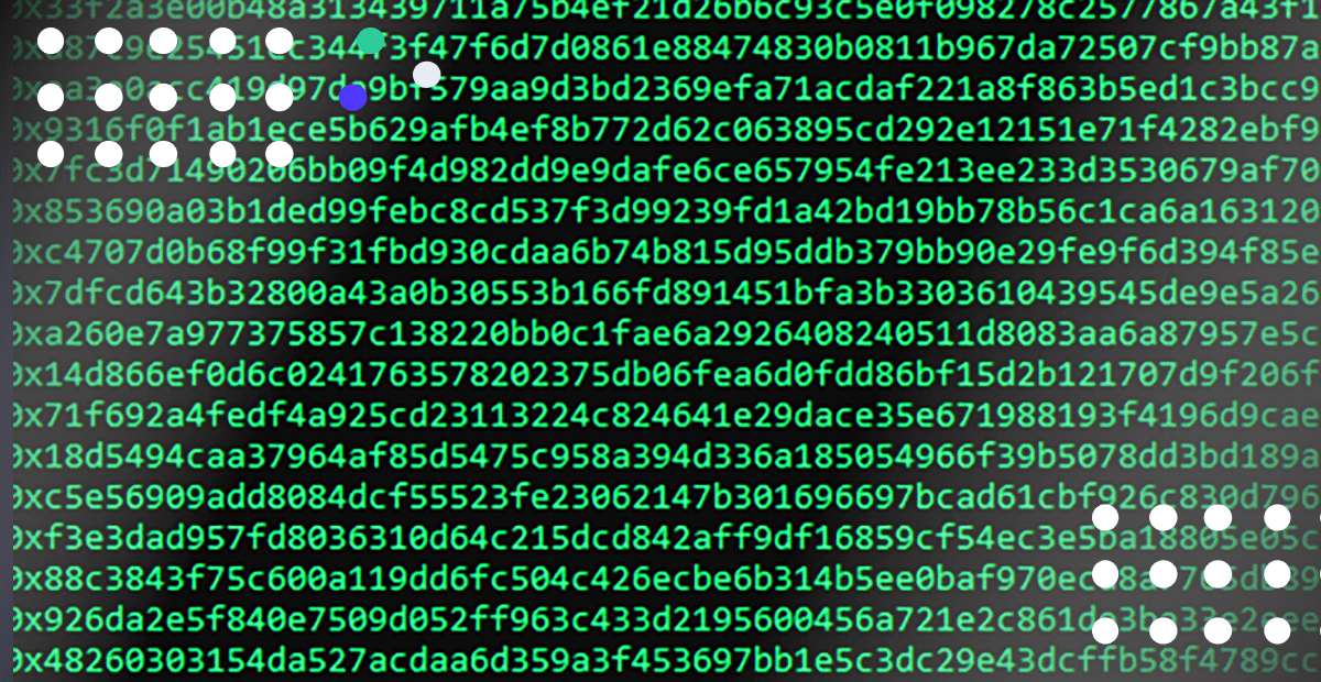 A visual of green code on a black screen