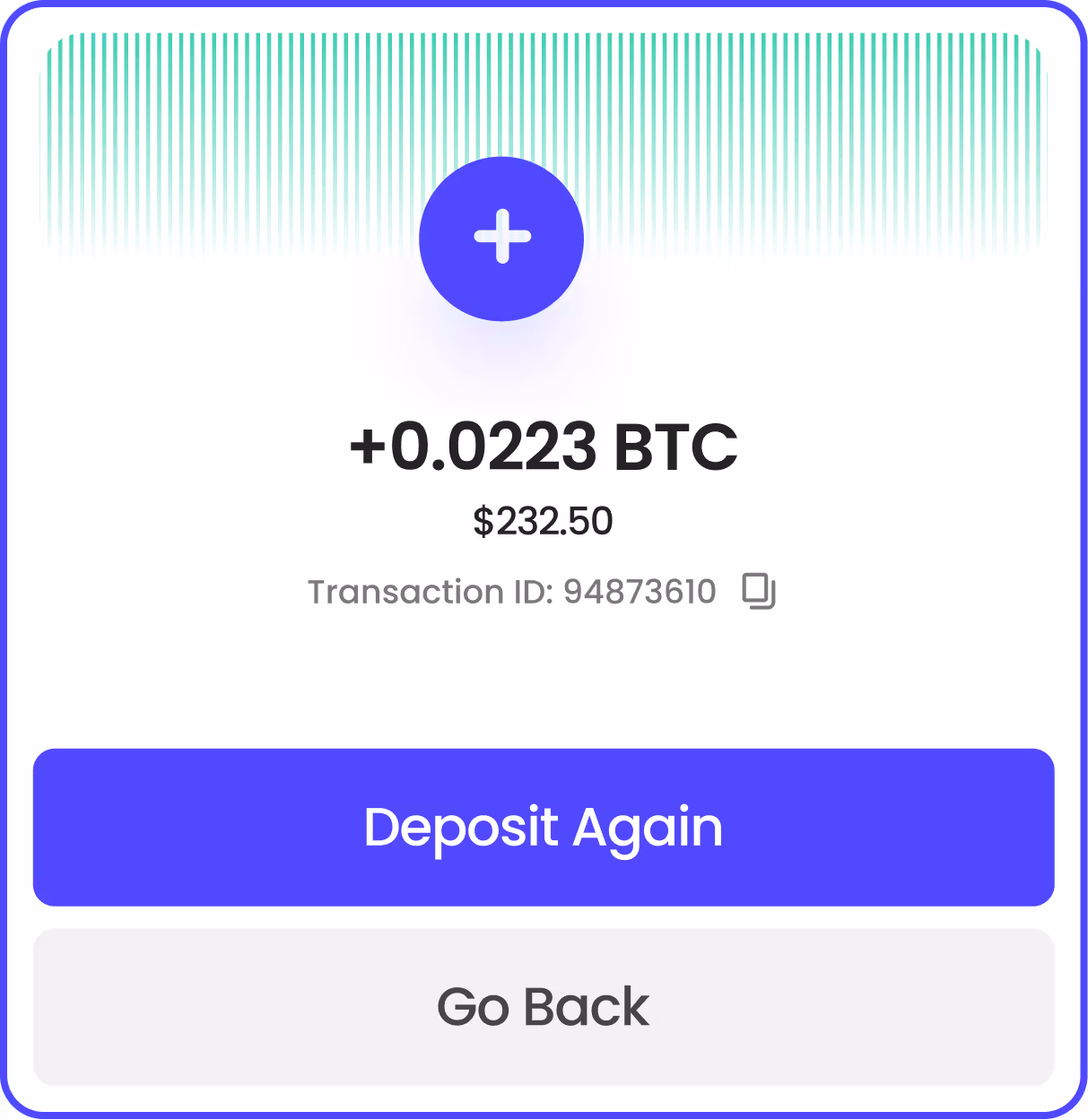 Example of a Bitcoin deposit processed with Tatum